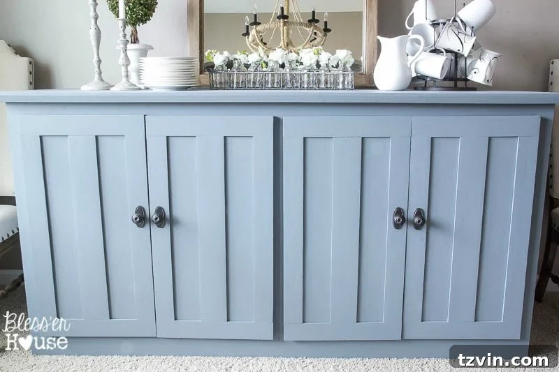 Media Console Transformed into a Stylish Buffet 14 Dining Room Buffet Table Styling Detail | Bless'er House