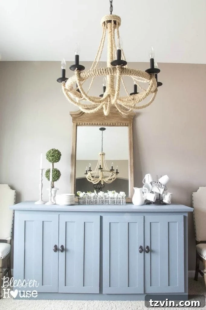 Media Console Transformed into a Stylish Buffet 9 Styled Buffet Table in Dining Room with Home Decor Accents | Bless'er House