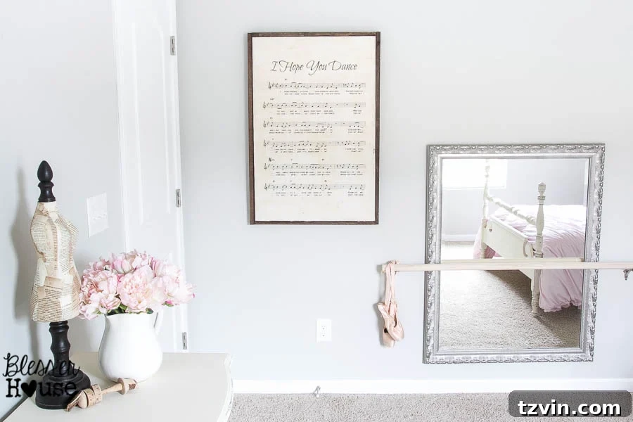 DIY Giant Sheet Music Wall Art 21 The completed oversized sheet music sign with the print adhered and sealed.