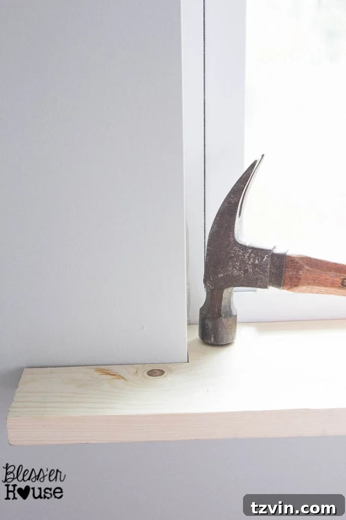 setting a sill for window casing using a basic piece of lumber