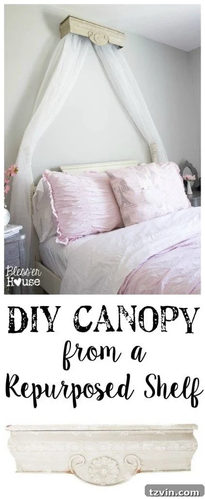Upcycled Shelf Canopy Crown Project 2 DIY Canopy from a Repurposed Shelf - A budget-friendly bedroom decor idea saving over $400 compared to designer versions.