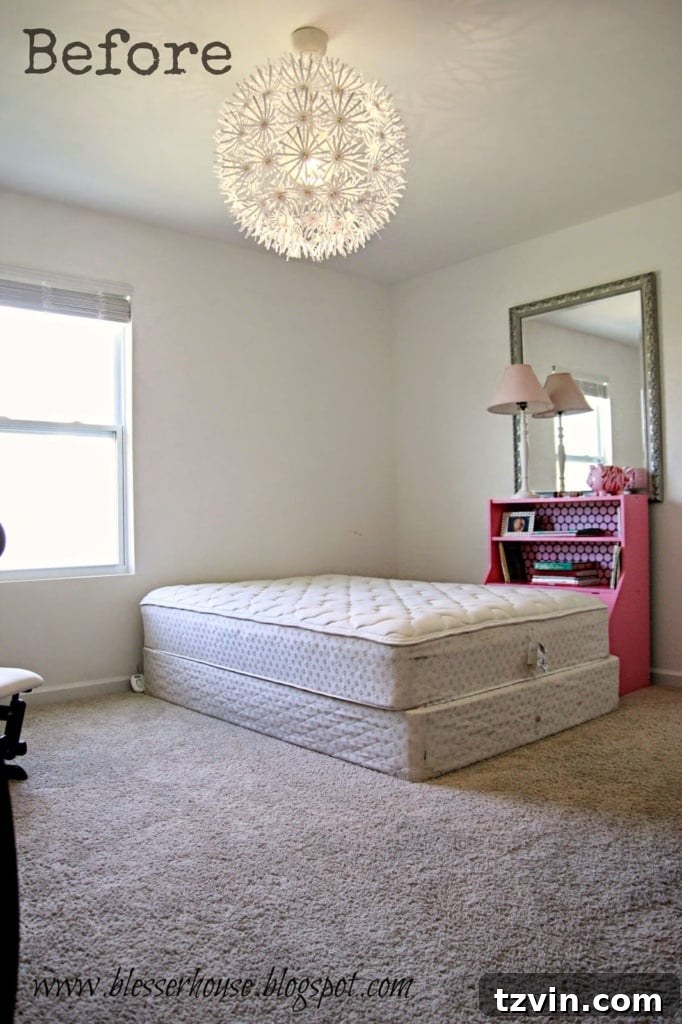 Our Prima Ballerina's Dream Bedroom Transformation 4 Another view of the child's room before the ballerina makeover
