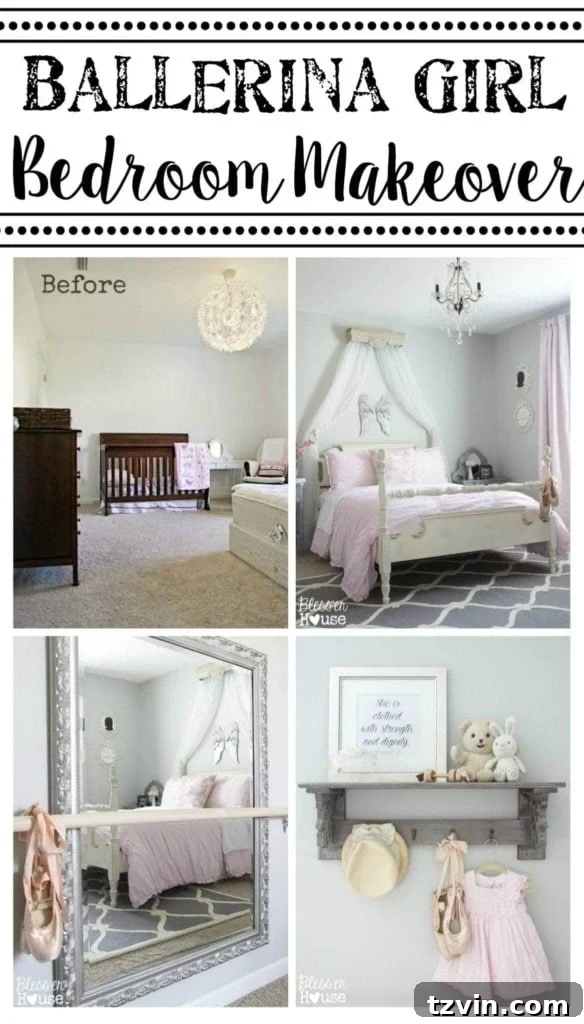 Our Prima Ballerina's Dream Bedroom Transformation 35 Full view of the charming ballerina-themed bedroom for a girl