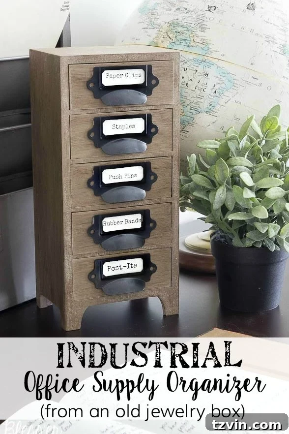 Industrial Office Supply Organizer From an Old Jewelry Box | Bless'er House