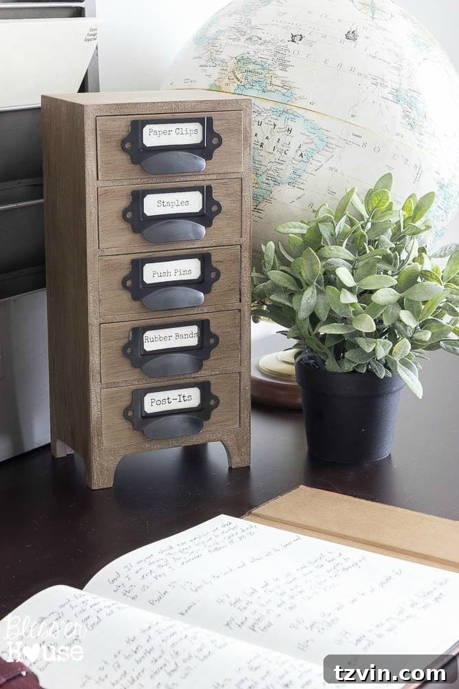 Industrial Office Supply Organizer From an Old Jewelry Box | Bless'er House