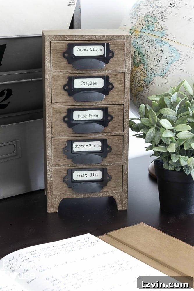 Industrial Office Supply Organizer From an Old Jewelry Box | Bless'er House