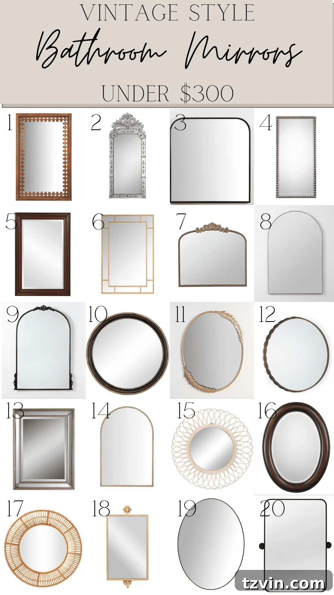 affordable vintage mirrors for bathrooms under $300