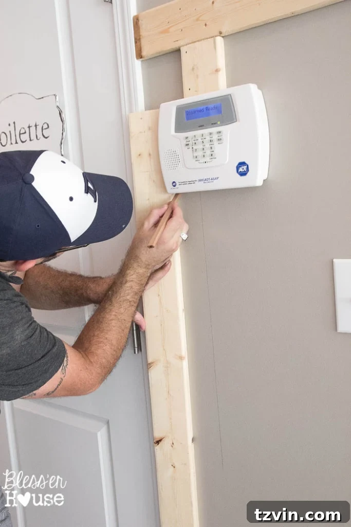 Measure and cut batten to fit around wall obstacles