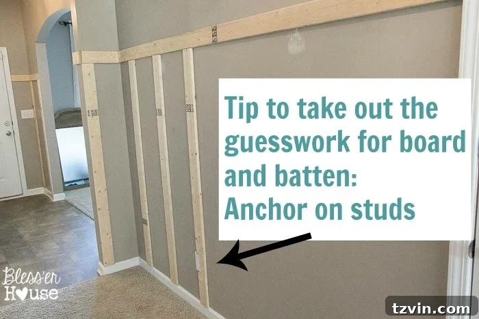 Anchor battens on studs