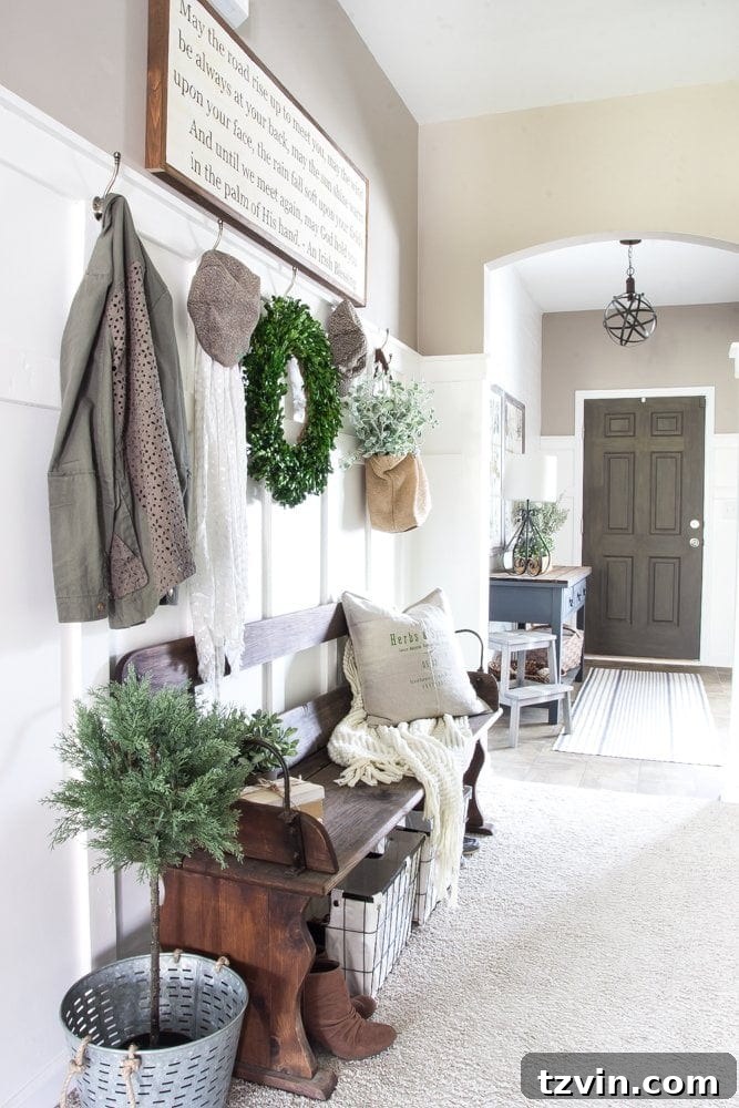 Board and batten wainscoting in a hallway