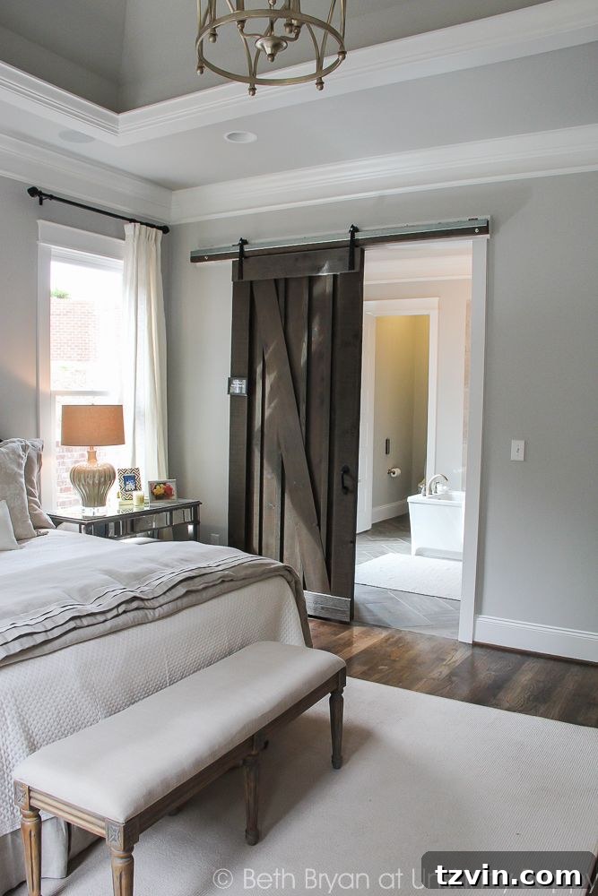 Modern Rustic Master Bedroom Design Plan | www.blesserhouse.com | barn door