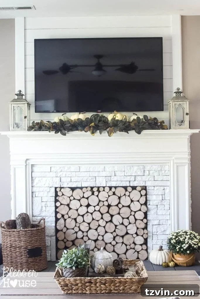 Concealing Tech on a Mantel 7 Lanterns for a decorative touch
