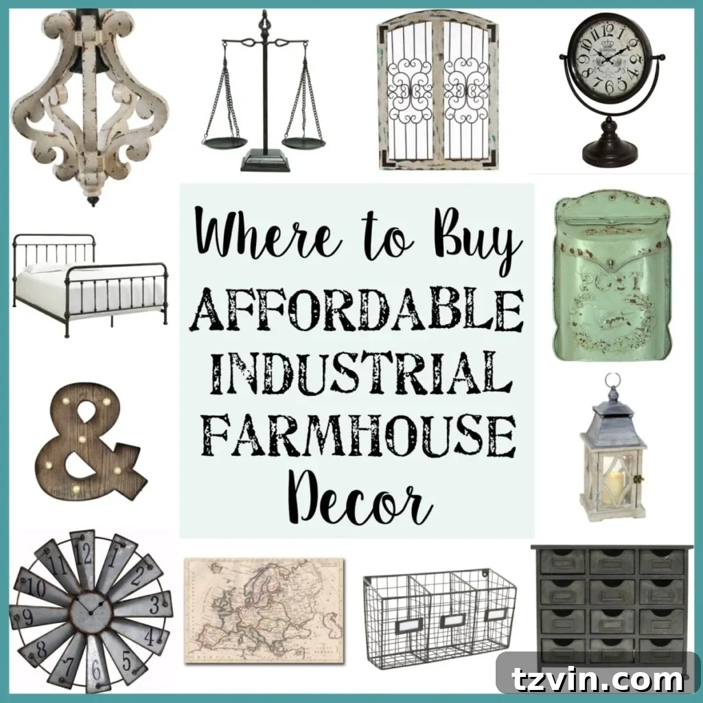 Discover budget-friendly industrial farmhouse decor sources.