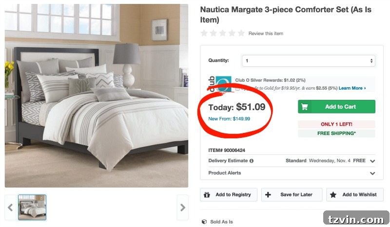 Nautica comforter set at an 'as is' discount.