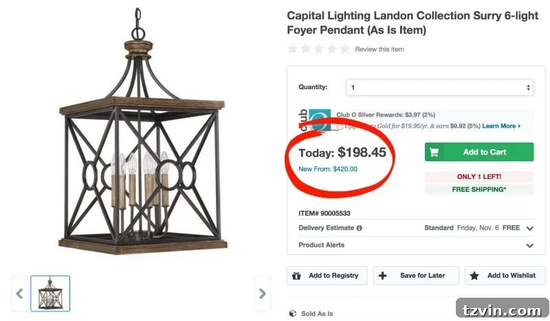 Beautiful pendant light available at over 50% off.