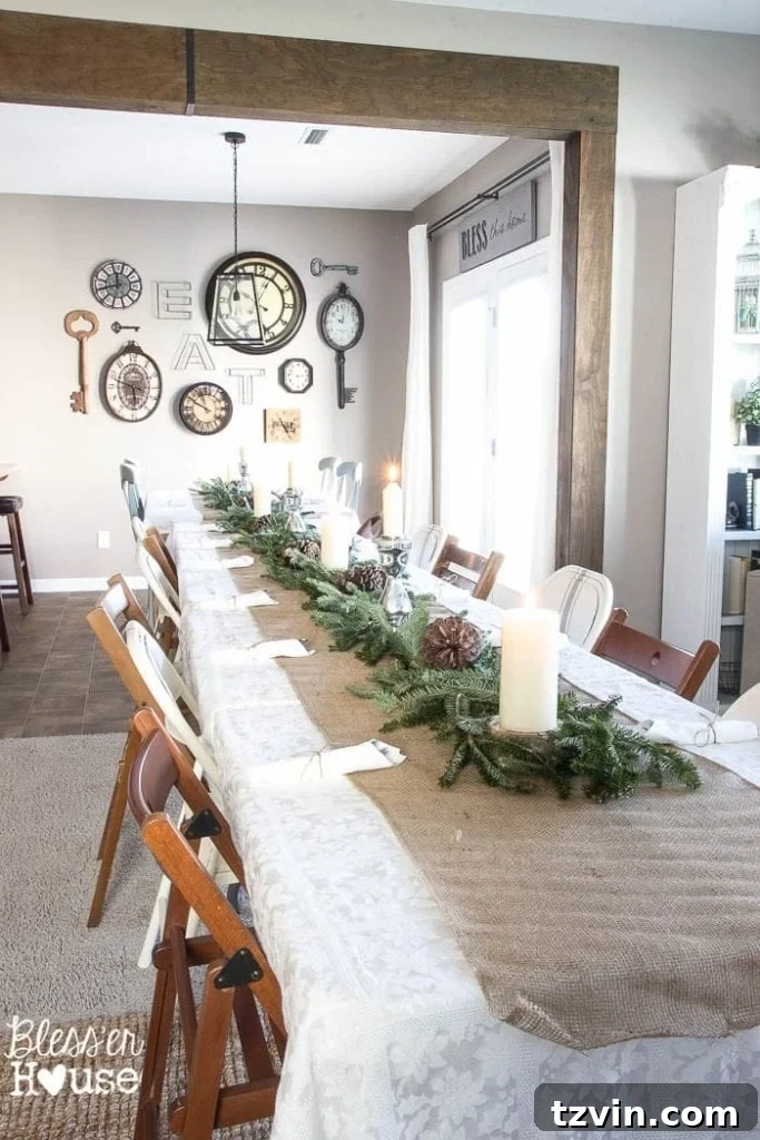 Burlap table runner for holiday decor