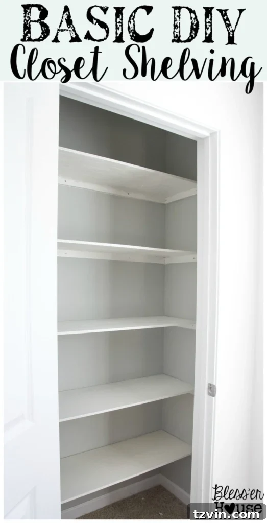Before shot of a messy and disorganized craft closet, filled with various supplies. A prime candidate for DIY closet shelves and organization.