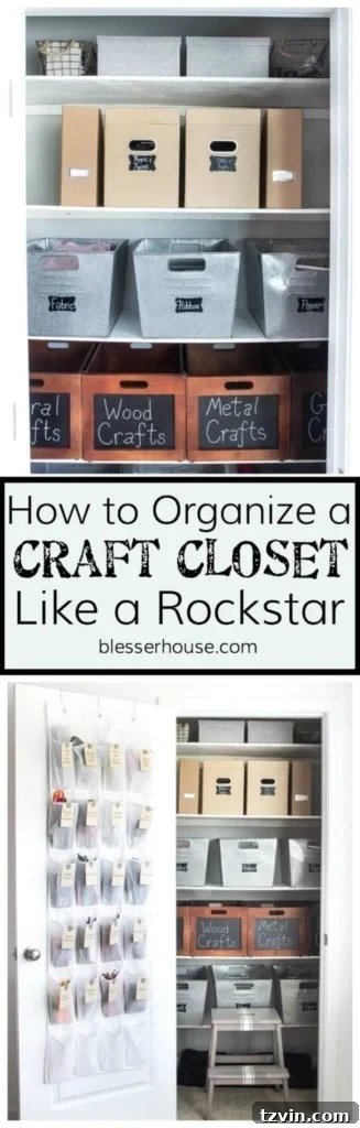 Craft Closet Chaos to Creative Order 17 Pin It: How to Organize a Craft Closet Like a Rockstar | blesserhouse.com