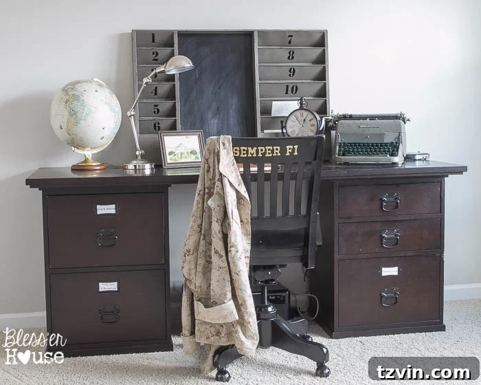 Vintage Military Trunk Transformation 5 Home Office Inspiration | Military Style Decor