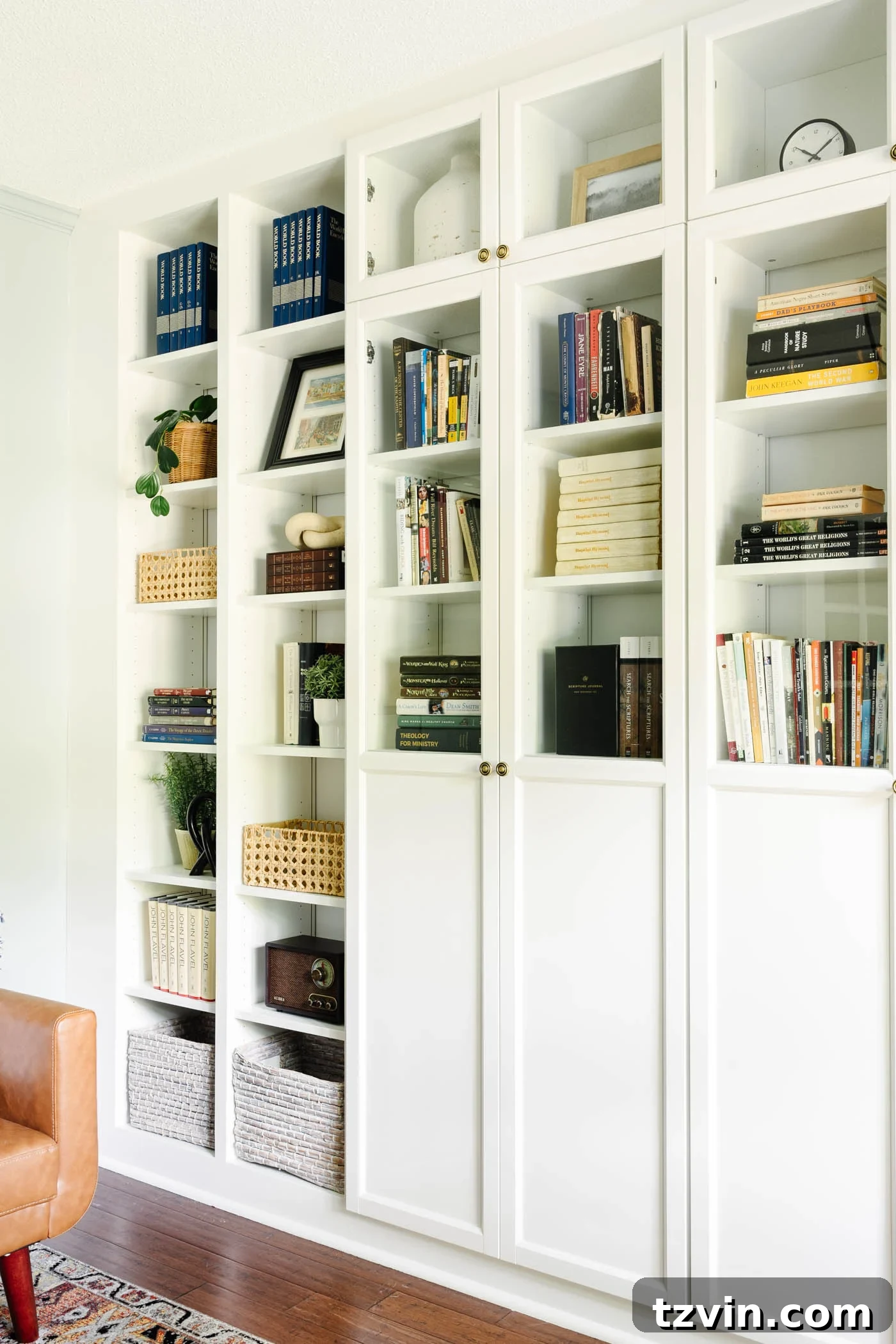 Find Your Perfect Furniture and Cabinet Hardware 11 IKEA built in bookshelves with glass front doors in a home office