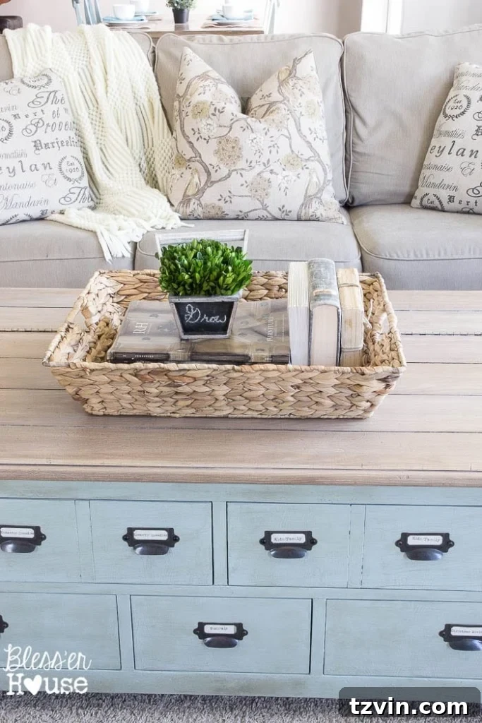 Unlock Vintage Style: DIY Faux Plank Card Catalog Coffee Table 19 DIY Faux Planked Card Catalog Coffee Table | blesserhouse.com