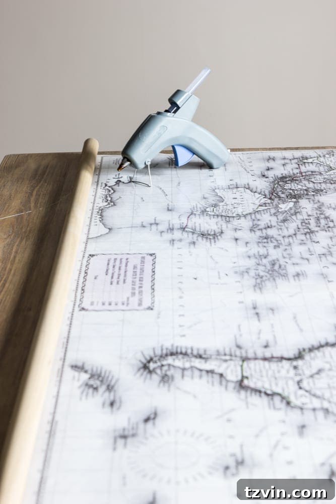 Attaching the Dowel Rods to the Map
