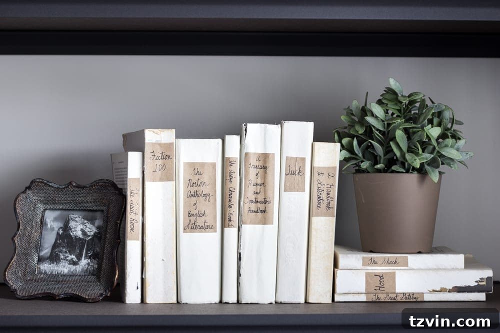 Home Office Decor with Painted Books | blesserhouse.com
