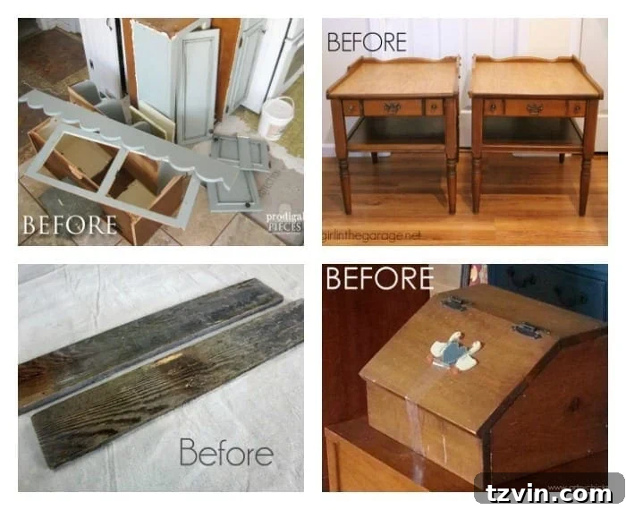 A collage featuring various upcycled home decor items from different bloggers, encouraging readers to explore more 'Trash to Treasure' ideas.