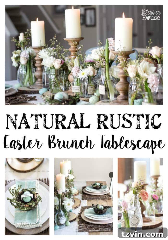 Blossoming Easter Brunch Table 2 Natural Rustic Easter Brunch Tablescape with World Market decor