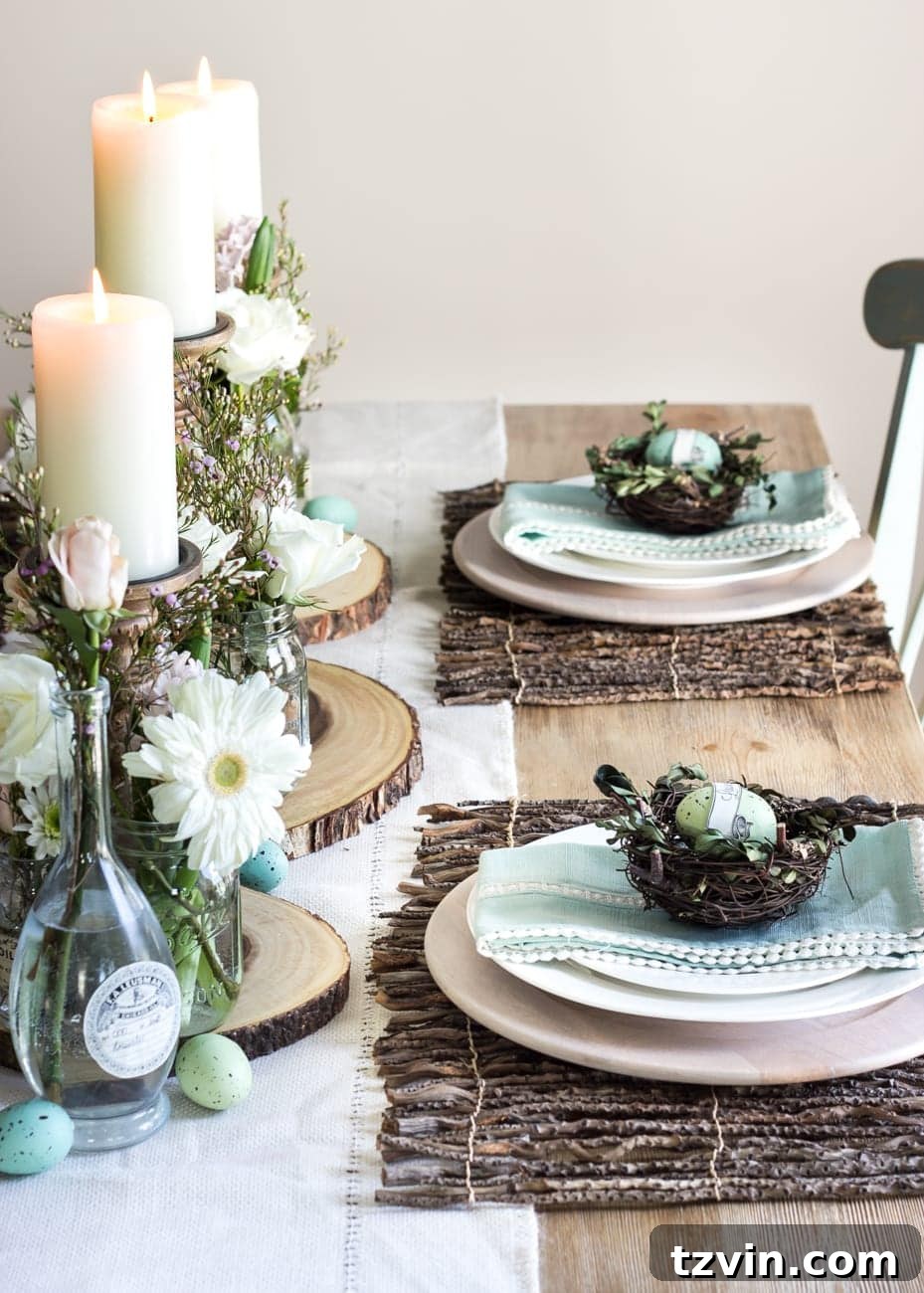 Blossoming Easter Brunch Table 11 Decorative eggs completing the Easter centerpiece