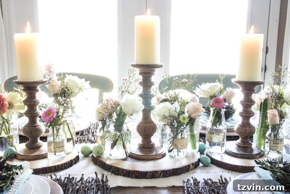Blossoming Easter Brunch Table 14 Overhead view of a beautiful Easter table setting