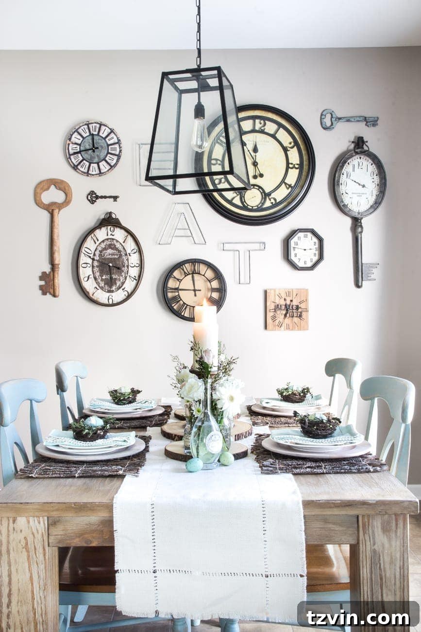 Blossoming Easter Brunch Table 19 Easter brunch table setting in a rustic home