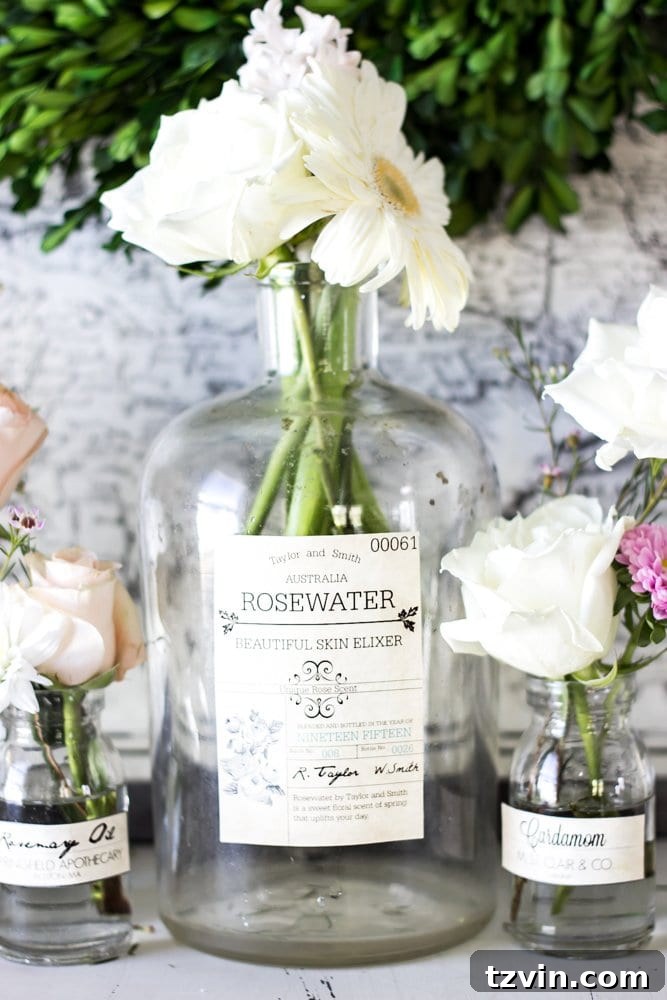Vintage Spring Apothecary Jar Labels Printable 4 Spring Apothecary Jar Labels Printable | blesserhouse.com - These are so cute! Stick them on any glass bottles and they're instant vintage farmhouse decor!