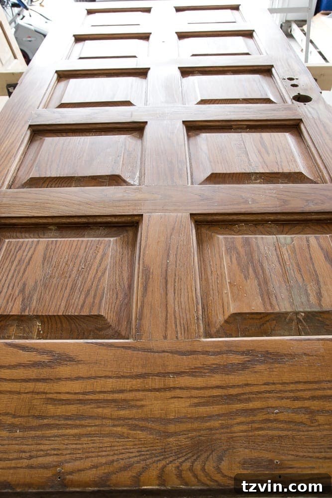 Vintage Makeover: Distressing Hollow Core Doors 2 Distressed hollow core door with chippy paint finish