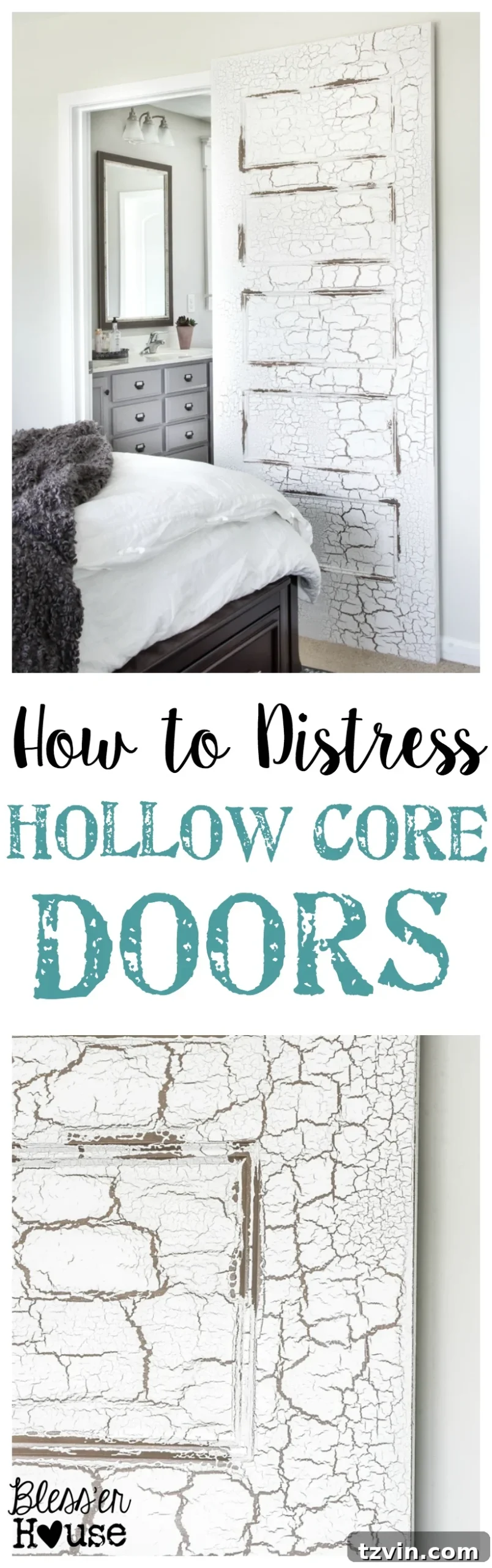 Vintage Makeover: Distressing Hollow Core Doors 13 How to Distress Hollow Core Doors to Get a Chippy Paint Finish | blesserhouse.com