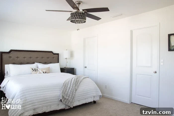 Vintage Makeover: Distressing Hollow Core Doors 3 Master Bedroom before makeover with old door