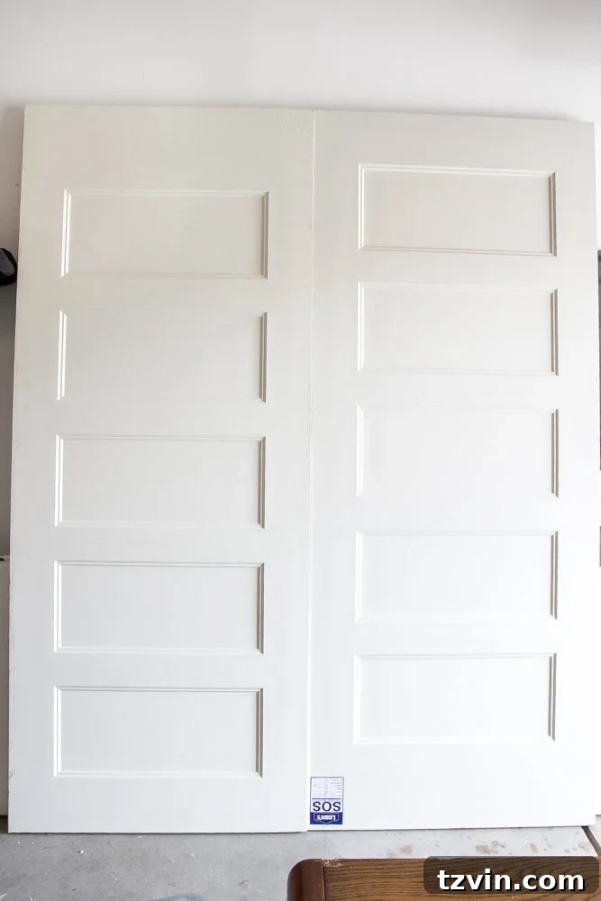 Vintage Makeover: Distressing Hollow Core Doors 4 Hollow core door ready for distressing with chippy paint