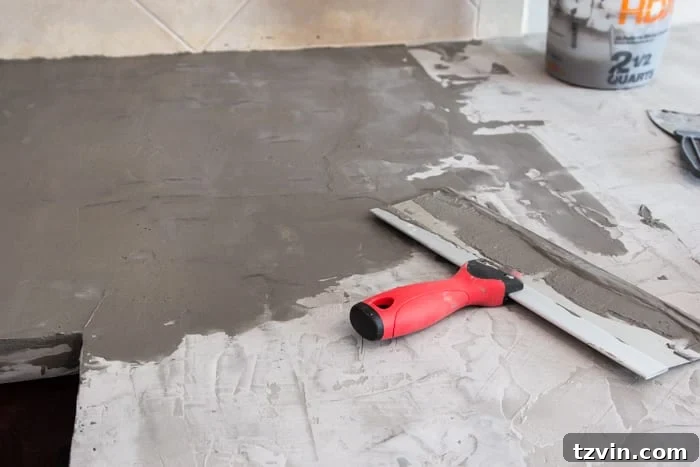 Transform Your Kitchen: DIY Concrete Countertops Over Laminate 12 DIY Feather Finish Concrete Countertops and How to Avoid a Huge Mistake | blesserhouse.com - A thorough step-by-step tutorial with useful tips and advice on what not to do.