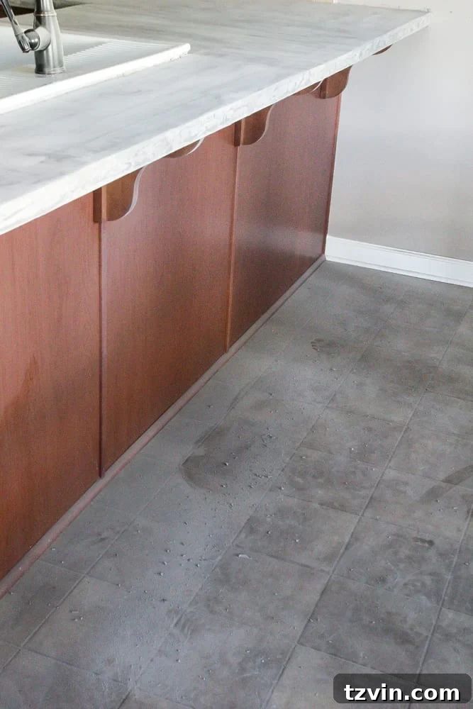 Dusty kitchen aftermath of concrete sanding