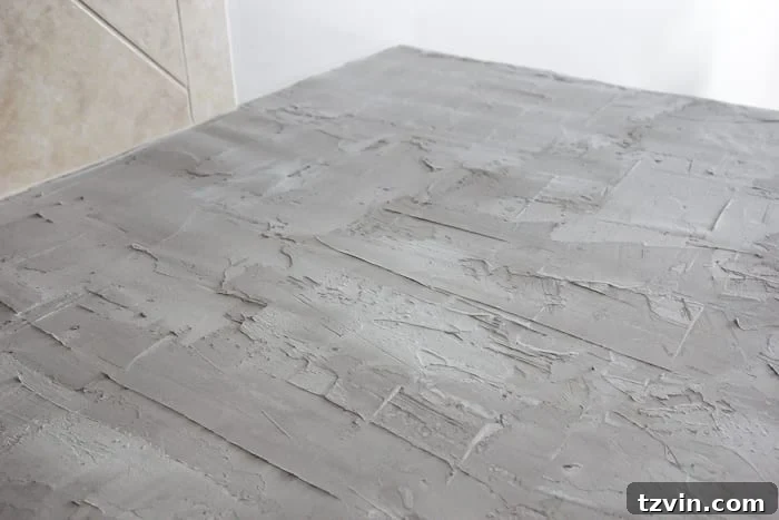 Uneven, thick first coat of concrete on kitchen counter