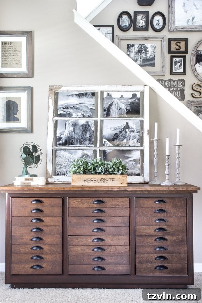 Elevate Your TV Area Style 3 DIY antique printers cabinet repurposed as a media console