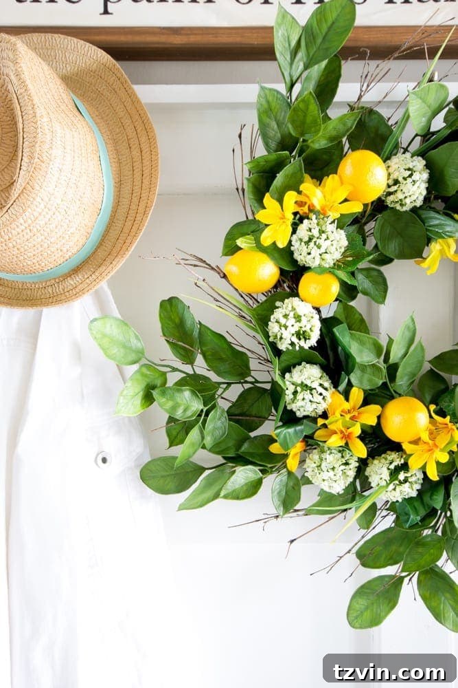 My 2016 Summer House Reveal 12 Lemon Wreath in Hallway