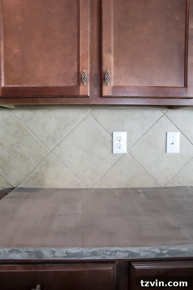 Dated tile backsplash before DIY faux brick installation - kitchen renovation before