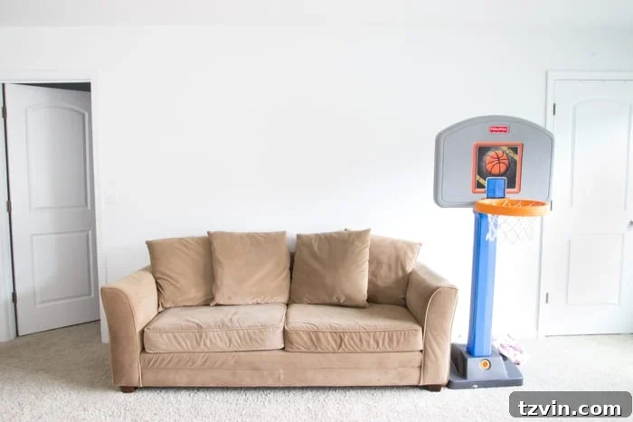 Crafting Your Combined Play & Media Oasis 8 Playroom Media Room Design Plans | blesserhouse.com - A modern rustic playroom / media room combo that's cheerful and cozy.