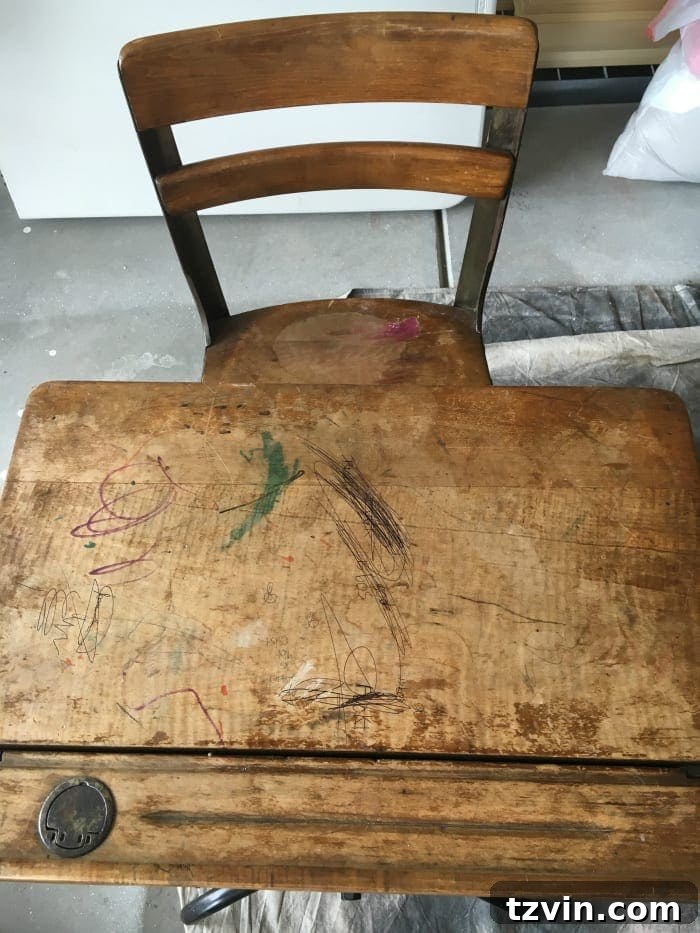 Antique Schoolhouse Desk Makeover Before