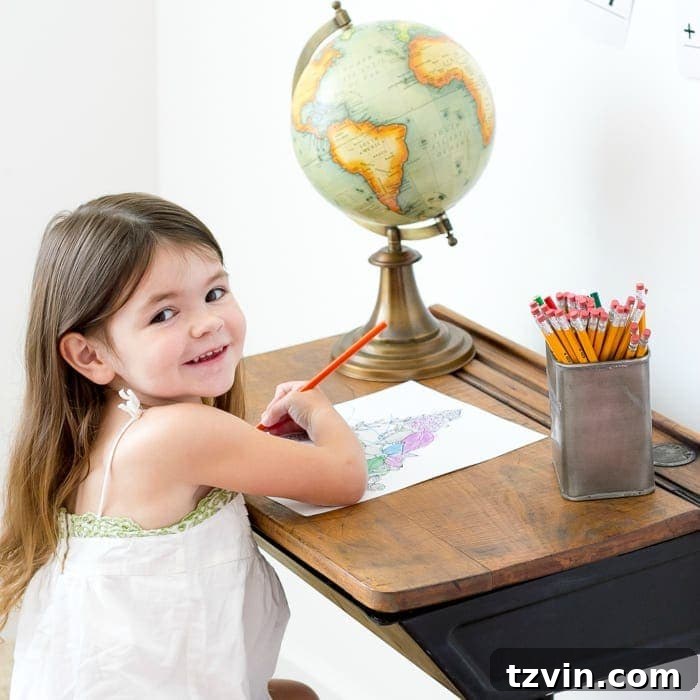 Olivia in the Homework Station
