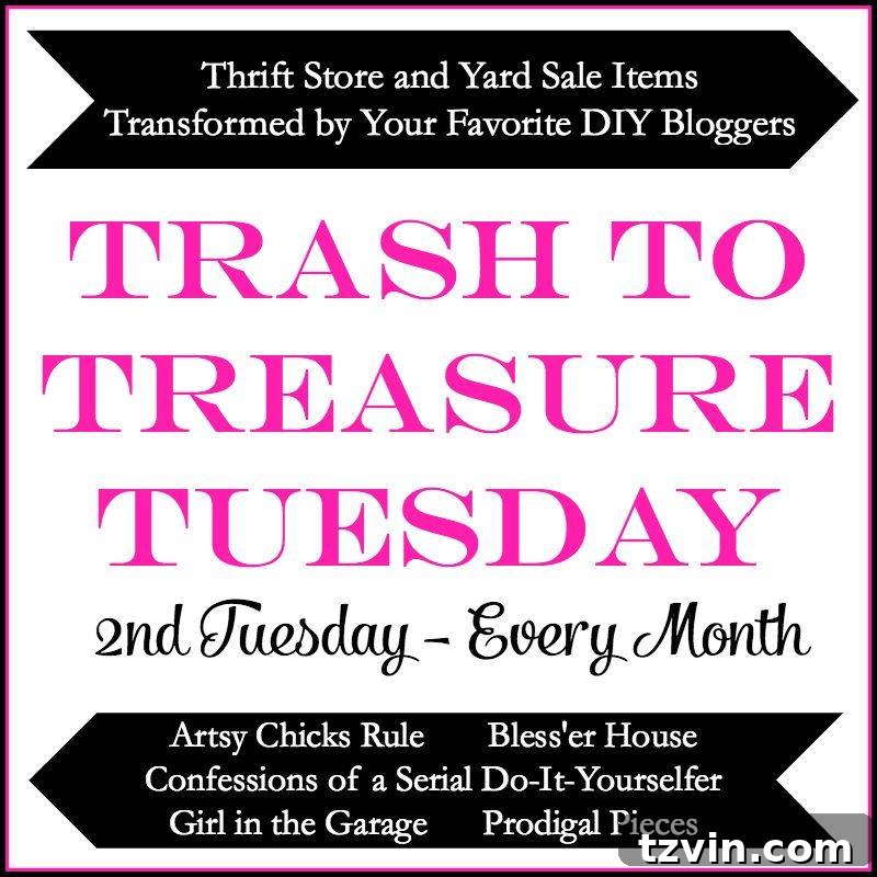 Mirror Frames Reimagined as Photo Displays 3 Trash to Treasure Tuesday banner, showcasing repurposed mirror picture frames as part of a DIY home decor project.