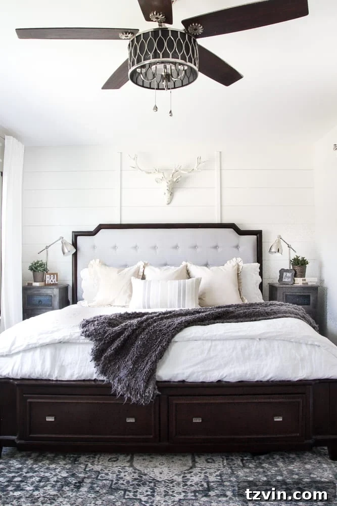 Get the Look: Our Rustic Modern Master Bedroom Transformation 3 After: A stunning rustic modern master bedroom makeover with DIY touches and budget-friendly decor.