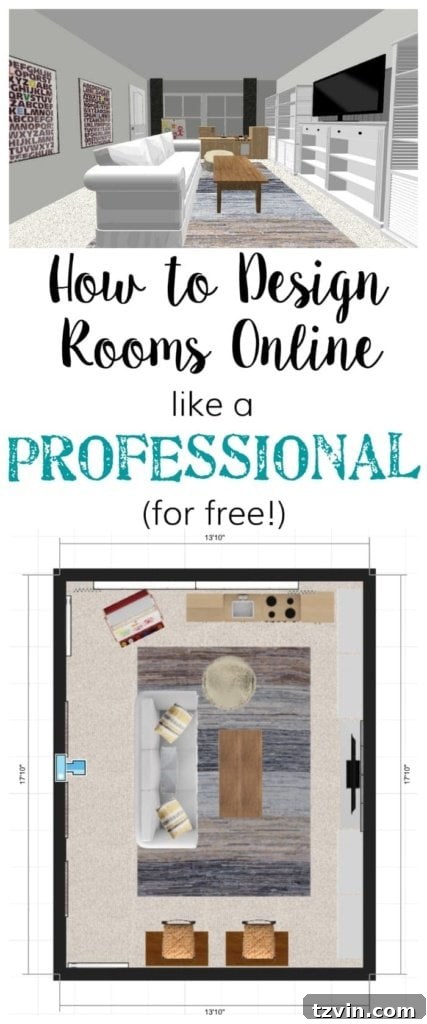 How to Design Rooms Online like a Professional | blesserhouse.com - Pinterest-optimized image for saving room planning tips and inspiration.