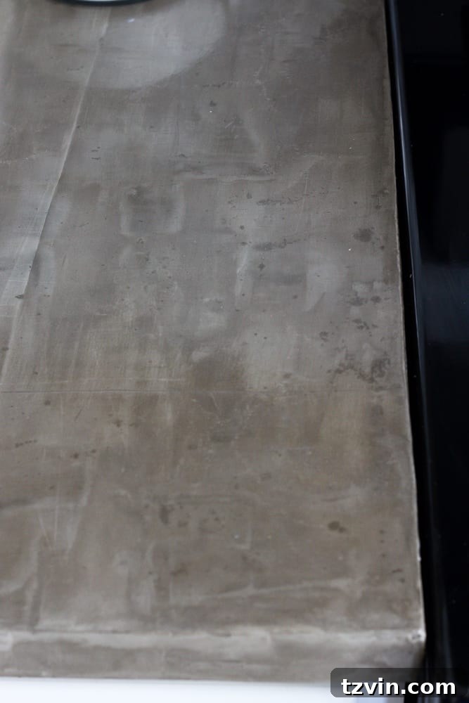 A close up of the kitchen countertop with grease stains
